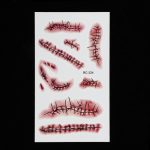 Plaie cousue cicatrices effrayantes autocollant de tatouage temporaire imperméable à l'eau instantanée pratique autocollant de tatouage pour Halloween décor nouveau