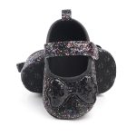 Chaussures de berceau en cuir PU | Chaussures de premiers marcheurs, chaussures de princesse pour bébés filles d'intérieur à semelles souples avec nœud papillon, chaussures de marche pour bébés