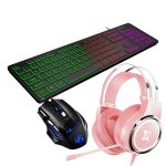 Clavier d'ordinateur souris casque Combos clavier chocolat avec 3 couleurs rétro-éclairé 2400DPI respiration rétro-éclairé souris rvb éclairage écouteur
