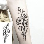 1 PC géométrique planète mode femmes temporaire tatouage autocollant noir Roses conception fleur bras corps Art grand faux tatouage autocollant