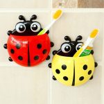 Chaude belle coccinelle porte-brosse à dents aspiration coccinelle dentifrice mur ventouse salle de bain ensemble ménage salle de bain Supplie support de verre