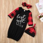 Couvre-chef motif écossais manches longues | 0-9M, pour nouveau-né garçon fille, couvre-chef, sac de nuit, couvre-chef, chapeau, 3 pièces, vêtements pour bébés