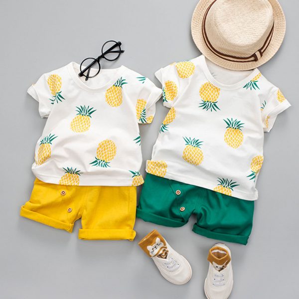 Enfant en bas âge Bébé Enfants Garçons Ananas T-Shirts Hauts Courtes Tenue Décontractée Ensemble 2020 Été bébé filles vêtements