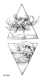1 PC géométrique planète mode femmes temporaire tatouage autocollant noir Roses conception fleur bras corps Art grand faux tatouage autocollant