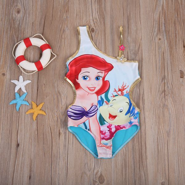 Maillot de bain une pièce pour petite fille | Modèle sirène, modèle Floral, asymétrique épaule dénudée, vêtements de plage pour enfants