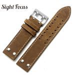 22mm fou cheval veau cuir sangles pour Hamilton Zenith Seiko bracelet de montre Rivet militaire pilote kaki champ Aviation montre ceintures