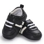 2020 bébé chaussures nouveau-né garçons filles deux rayé premiers marcheurs enfants en bas âge à lacets en cuir PU semelles souples baskets 0-18 mois