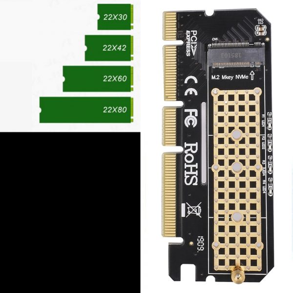 Nouveauté en alliage d'aluminium coque Led carte d'extension Interface adaptateur d'ordinateur M.2 NVMe SSD à PCIE 3.0X16