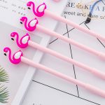 1 pièces Kawaii dessin animé 0.38mm stylo d'écriture chanceux rose flamant stylo Gel Signature stylo Escolar Papelaria école fournitures de bureau