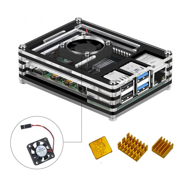 Raspberry Pi 4B nouveau 9 couches étui et ligne électrique type-c interface US chargeur adaptateur avec dissipateur de chaleur adapté pour RPI4