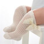 Bébé nourrissons enfants bambins filles garçons genou chaussettes hautes collants jambières ruban nœud solide coton Stretch mignon belle 0-3Y