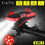 TRLIFE Multifunction 4 IN 1 Bicycle Light Powerful Bike Flashlight Bike Horn Power Bank Bicycle Front Light as Phone Holder
