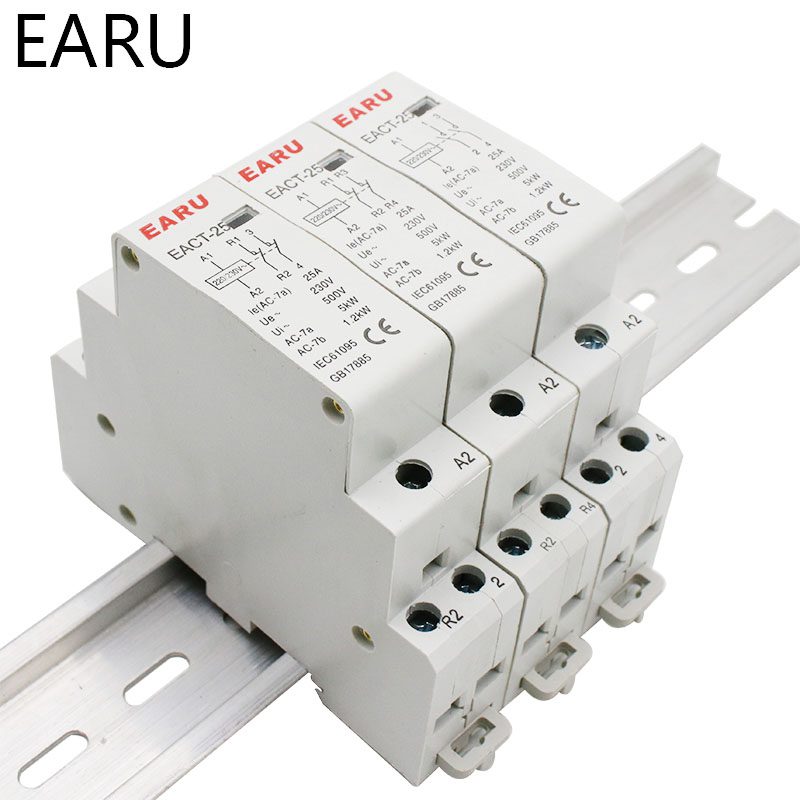 Contacteur Modulaire AC 25A 220V – Pour Rail DIN, Maison Intelligente, Contrôle éclairage