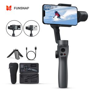 Funsnap Capture2 3 axes stabilisateur de cardan à main pour Smartphone Samsung Iphone X XR 8 7 Gopro caméra Action EKEN 1 Kit de cardan
