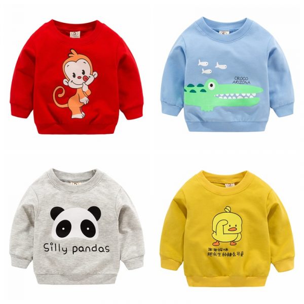 Sweat-shirt manches longues pour enfants | Nouveau, printemps, dessin animé, sweat-shirt en coton, hauts