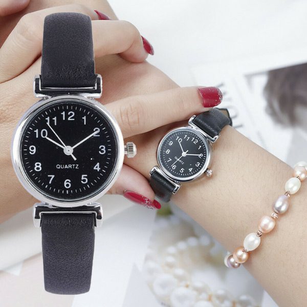 Classique femmes montres décontracté Quartz bracelet en cuir bracelet montre ronde analogique horloge montres-bracelets
