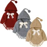 Nouveau hiver nouveau-né bébé filles garçons chandails tricotés manteau mignon belle enfant en bas âge enfants veste nœud vêtements d'extérieur manteau automne vêtements