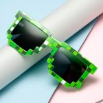 Gags mosaïque lunettes de soleil truc jouet voyou vie lunettes traiter avec elle lunettes Pixel femmes hommes noir mosaïque lunettes de soleil drôle jouet