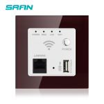 Prise de wifi de mur de SRAN avec le panneau en verre trempé par cristal d'usb 86mm * 86mm 300MB prise sans fil de relais de routage