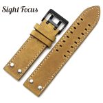 22mm fou cheval veau cuir sangles pour Hamilton Zenith Seiko bracelet de montre Rivet militaire pilote kaki champ Aviation montre ceintures