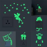 Autocollant interrupteur lumineux de dessin animé | Autocollant mural, lueur dans la nuit, autocollant étoile de lune pour la maison, décoration de chambre d'enfant