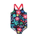 Maillot de bain bleu pour enfants | Motif floral, dos croisé, Costume de bain, nouvelle collection, 2019
