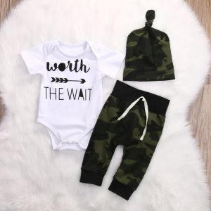 Ensemble de vêtements de Camouflage pour nouveau-né | Barboteuse pour bébés garçons, body + pantalon, chapeaux, ensemble de tenues avec la flèche d'attente, pour nourrissons et garçons