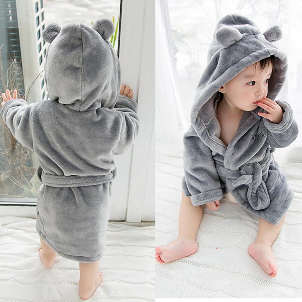 Peignoir à Capuche Enfant Garçon/fille - Flanelle Douce, Avec Poches Et Ceinture - Pour Maison, Plage