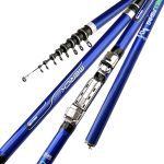 Canne à pêche en fiber de carbone 3.6M 4.5M 5.4M rotative canne à pêche M puissance télescopique canne à pêche en roche canne d'alimentation pour carpe canne à filature Surf
