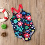 Maillot de bain bleu pour enfants | Motif floral, dos croisé, Costume de bain, nouvelle collection, 2019