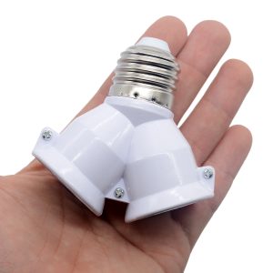 1 pièces couleur blanche ignifuge matériau convertisseur prise Conversion ampoule Base E27 à 2 E27 support de lampe convertisseur