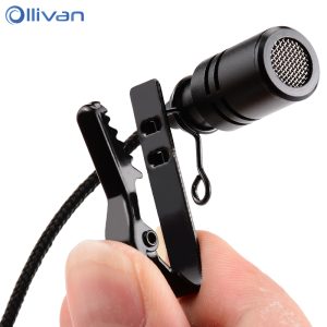 Ollivan Microphone omnidirectionnel en métal 3.5mm Jack Lavalier pince à cravate micro Mini micro Audio pour ordinateur portable téléphone portable