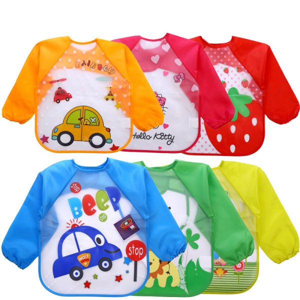 Bavoirs imperméables Mickey Minnie pour bébé garçon | Bavettes à manches longues pour enfants, bavette d'alimentation en tissu avec poche, tablier pour enfant