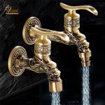 ZGRK sculpté montage mural Bibcock laiton rétro robinet décoratif extérieur jardin robinets Machine à laver vadrouille luxe Antique WC robinet