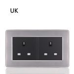 Ue UK allemagne france 1 2 3 Gang 1 2 voies | Interrupteur domestique type 86, interrupteur mural avec led miroir en acier inoxydable brossé