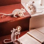 MOUSE LAMP LED E12 Black White Animal Rat Mouse Desk lamps Lights Resin Night Lights Animal Art Gold Mini Lamp white lighting