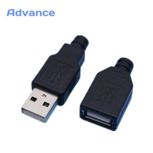 Connecteur USB bricolage mâle et femelle | 1 paire, mâle et femme 2.0 Micro, connecteurs de livraison gratuite, prise de charge, Micro prise USB queue de plastique noir