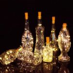 Bouteille de vin à cordon avec 20 lumières, bouteille de vin de noël de mariage avec batterie en liège pour la fête, décor de Bar d'halloween blanc chaud