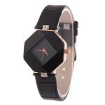 Femmes montres gemme coupe géométrie cristal cuir Quartz montre-bracelet mode robe montre dames cadeaux horloge Relogio Feminino 5 couleur