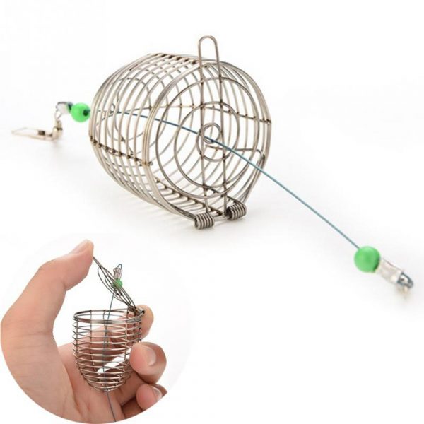 1 pièces 4.5*5.7 cm/4*4.6 cm/3.4*3.6 cm poisson petit acier inoxydable appât Cage panier mangeoire holderpeche leurre Cage accessoires de pêche