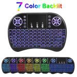 Clavier sans fil rétro-éclairé i8 anglais/russe/espagnol/français Air Mouse Mini clavier 2.4G avec Touchpad télécommande pour TV BOX