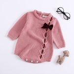 Humor ours bébé 2019 automne hiver modèles infantile barboteuse enveloppes Polka Lotus feuille col tricot bébé vêtements