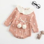 Humor ours bébé 2019 automne hiver modèles infantile barboteuse enveloppes Polka Lotus feuille col tricot bébé vêtements
