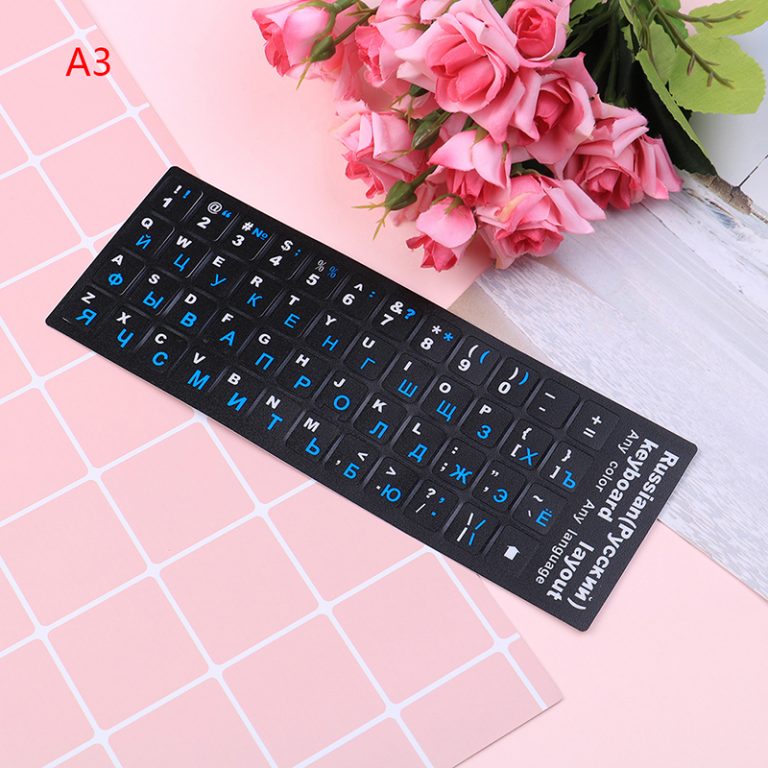 Autocollants Clavier Russe + Anglais QWERTY - 14x14 Mm - Vinyle Mat Non Transparent