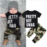 Ensemble de vêtements camouflage 2 pièces pour bébé garçon | t-shirt pour nouveau-né, ensemble t-shirt, hauts + pantalons, Leggings, tenue d'été pour enfants en bas âge