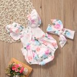 Barboteuse florale mignonne 2 pièces | Ensemble de vêtements pour petites filles, barboteuse + bandeau, pour nourrissons de 0 à 24M, vêtements pour nourrissons et nouveau-né, offre spéciale, 2019