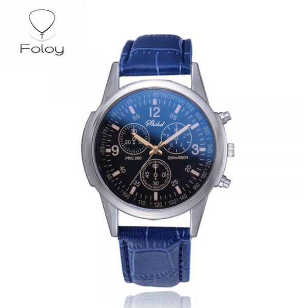 Foloy affaires sport hommes montre qualité mode chiffres Faux cuir analogique Quartz gentleman montres Bracelet horloge cadeau