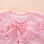Lawadka-manteau bébé fille 100% coton | Manteau princesse en dentelle, avec nœud, tenue de fête d'anniversaire, pour nouveau-né, pour mariage