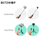 BlitzWolf 4 en 1 BW-BS3 Sport Bluetooth Selfie Stick Trépied pliable sans fil pliable et extensible pour GoPro 8 7 6 Osmo Action pour iPhone 11 X Xiaomi 9 Téléphone intelligent Samsung Samsung