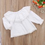 Chemise en dentelle à manches longues | Nouveau-né, bébés filles, blanc et solide, vêtements